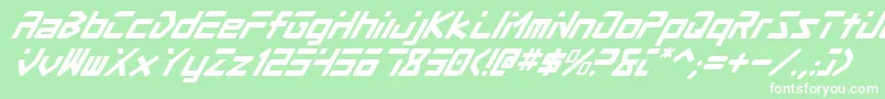 ProcyonSuperItalic-fontti – valkoiset fontit vihreällä taustalla
