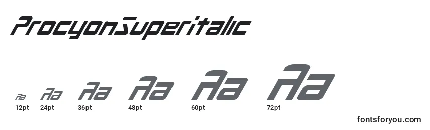 ProcyonSuperItalic Font Sizes