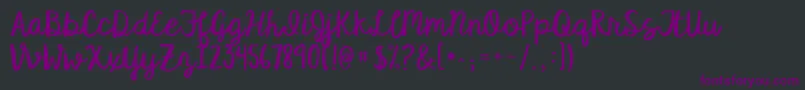 Czcionka Kgsatisfiedscript – fioletowe czcionki na czarnym tle