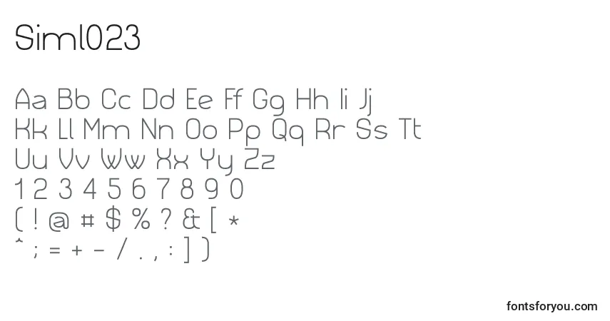 Schriftart Siml023 – Alphabet, Zahlen, spezielle Symbole