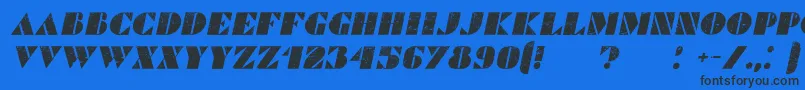 フォントCommandersGrungedItalic – 黒い文字の青い背景