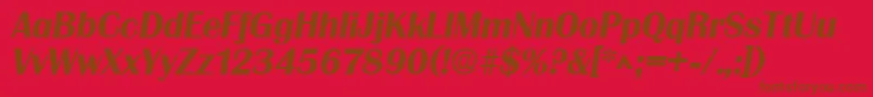 GrenobleSfBoldItalic-Schriftart – Braune Schriften auf rotem Hintergrund