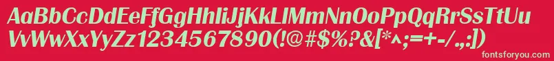 フォントGrenobleSfBoldItalic – 赤い背景に緑の文字