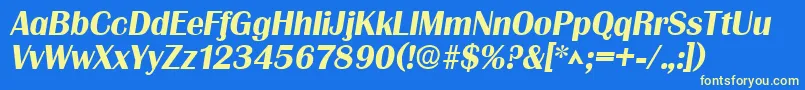 GrenobleSfBoldItalic Font – Yellow Fonts on Blue Background
