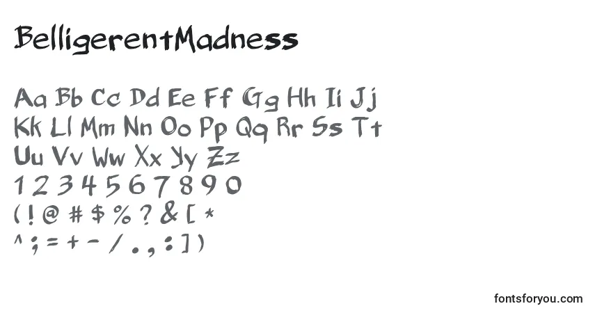 Шрифт BelligerentMadness – алфавит, цифры, специальные символы