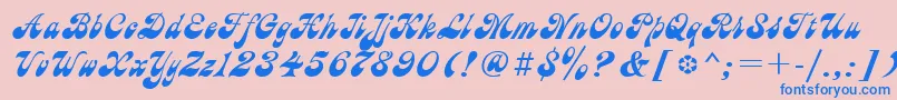 Astron-Schriftart – Blaue Schriften auf rosa Hintergrund