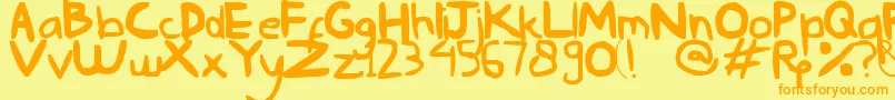 NyonyaGendut-fontti – oranssit fontit keltaisella taustalla