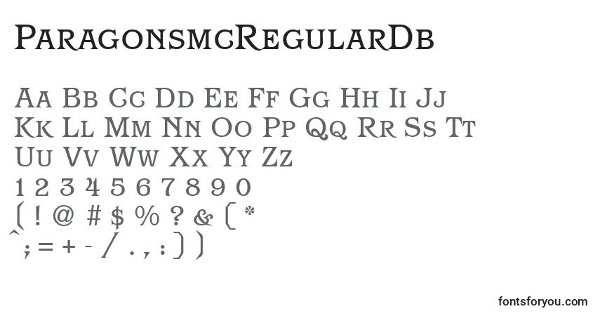 Czcionka ParagonsmcRegularDb – alfabet, cyfry, specjalne znaki