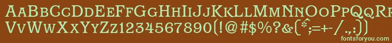 フォントParagonsmcRegularDb – 緑色の文字が茶色の背景にあります。