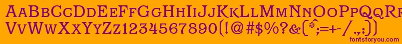 ParagonsmcRegularDb-fontti – violetit fontit oranssilla taustalla