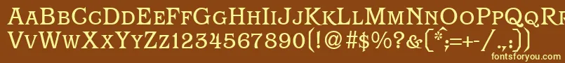 ParagonsmcRegularDb-fontti – keltaiset fontit ruskealla taustalla