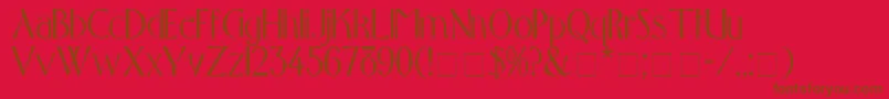 ToqueDisplaySsi-Schriftart – Braune Schriften auf rotem Hintergrund