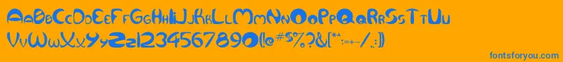 フォントQurve – オレンジの背景に青い文字