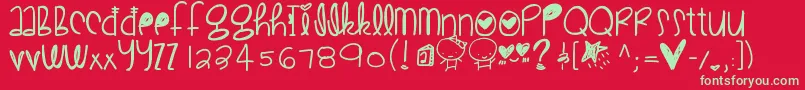 Cutelove Font – Green Fonts on Red Background