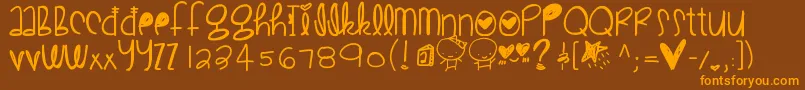 Cutelove-Schriftart – Orangefarbene Schriften auf braunem Hintergrund