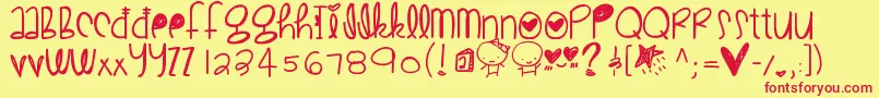 Cutelove Font – Red Fonts on Yellow Background