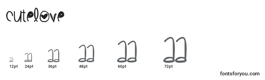 Cutelove Font Sizes