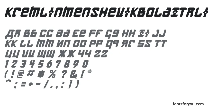 Fuente KremlinMenshevikBoldItalic - alfabeto, números, caracteres especiales