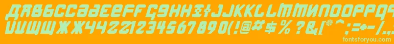 KremlinMenshevikBoldItalic-Schriftart – Grüne Schriften auf orangefarbenem Hintergrund