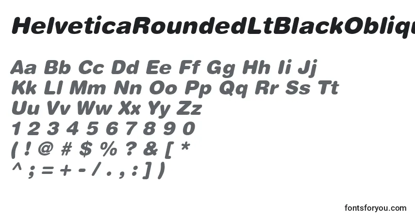 HelveticaRoundedLtBlackOblique-fontti – aakkoset, numerot, erikoismerkit
