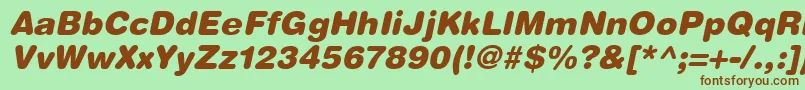 HelveticaRoundedLtBlackOblique Font – Brown Fonts on Green Background