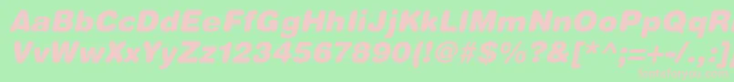 HelveticaRoundedLtBlackOblique Font – Pink Fonts on Green Background