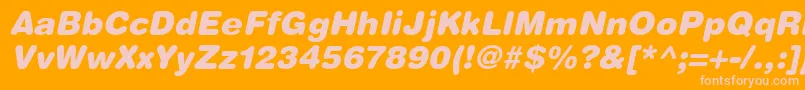 HelveticaRoundedLtBlackOblique-Schriftart – Rosa Schriften auf orangefarbenem Hintergrund