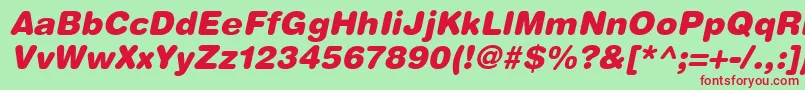 HelveticaRoundedLtBlackOblique-Schriftart – Rote Schriften auf grünem Hintergrund