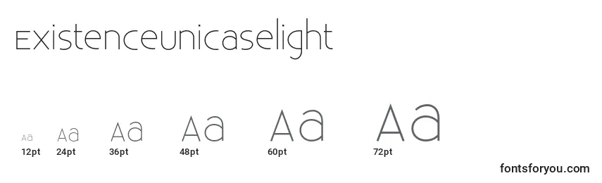 ExistenceUnicaselight Font Sizes