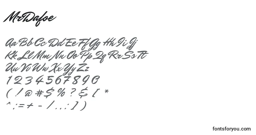 Schriftart MrDafoe – Alphabet, Zahlen, spezielle Symbole