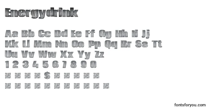 Czcionka Energydrink – alfabet, cyfry, specjalne znaki