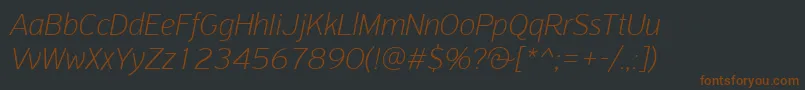 Шрифт PfhighwaysansproThinitalic – коричневые шрифты на чёрном фоне