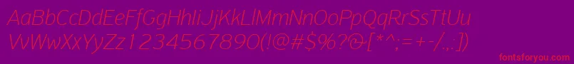 PfhighwaysansproThinitalic Font – Red Fonts on Purple Background