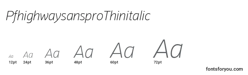Размеры шрифта PfhighwaysansproThinitalic