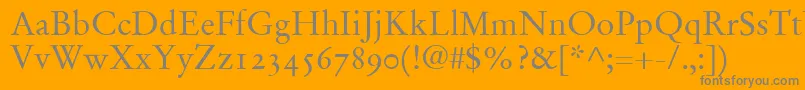 StempelGaramondRomanOldstyleFigures-Schriftart – Graue Schriften auf orangefarbenem Hintergrund
