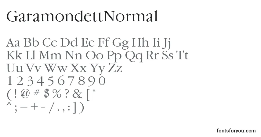 Czcionka GaramondettNormal – alfabet, cyfry, specjalne znaki