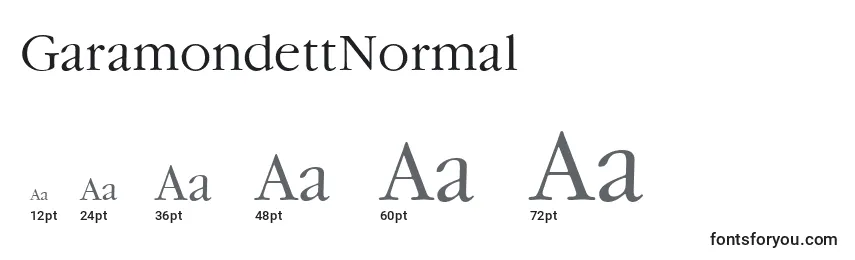 Размеры шрифта GaramondettNormal