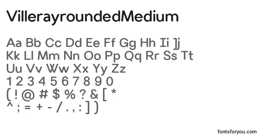Czcionka VillerayroundedMedium – alfabet, cyfry, specjalne znaki