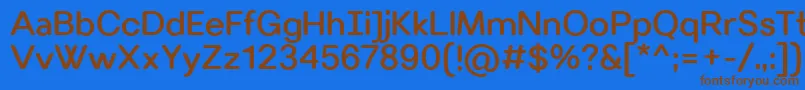 フォントVillerayroundedMedium – 茶色の文字が青い背景にあります。