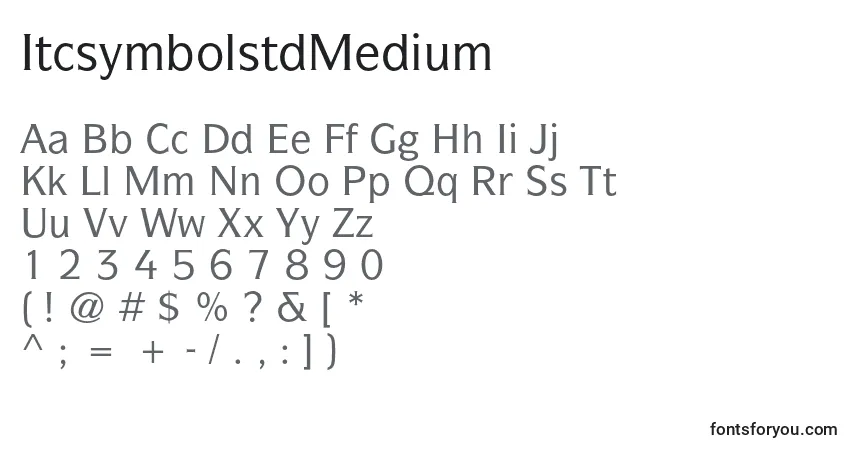 A fonte ItcsymbolstdMedium – alfabeto, números, caracteres especiais