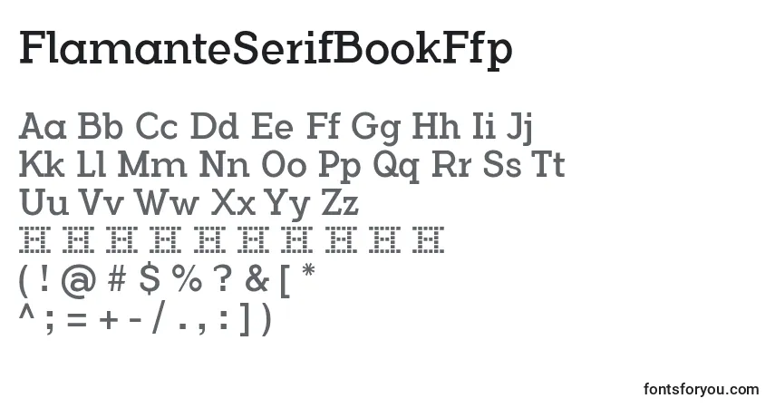 A fonte FlamanteSerifBookFfp – alfabeto, números, caracteres especiais