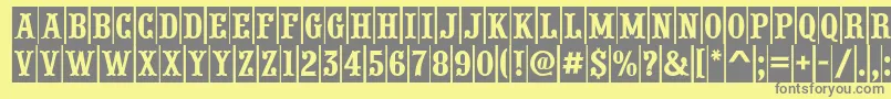 フォントPresentumcmnrRegular – 黄色の背景に灰色の文字