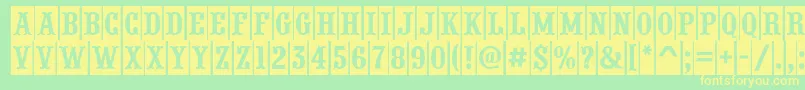 PresentumcmnrRegular Font – Yellow Fonts on Green Background