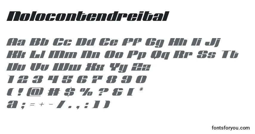 A fonte Nolocontendreital – alfabeto, números, caracteres especiais