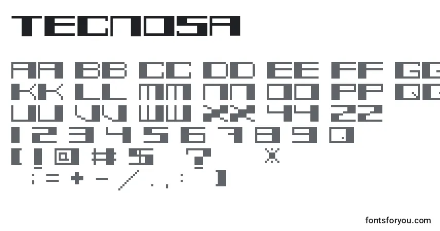 Fuente TecnosA - alfabeto, números, caracteres especiales