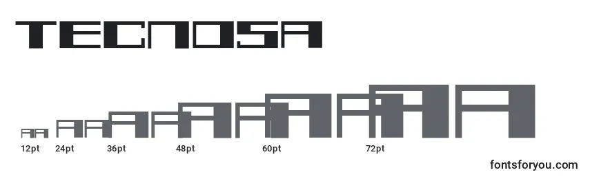 TecnosA Font Sizes