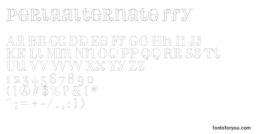 A fonte Perlaalternate ffy – alfabeto, números, caracteres especiais