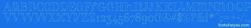 Perlaalternate ffy-Schriftart – Grüne Schriften auf blauem Hintergrund