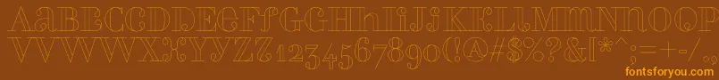 Perlaalternate ffy-Schriftart – Orangefarbene Schriften auf braunem Hintergrund