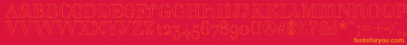 Perlaalternate ffy-Schriftart – Orangefarbene Schriften auf rotem Hintergrund